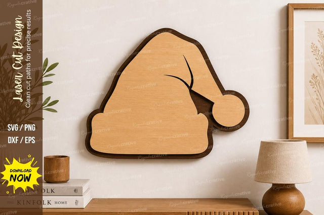 Christmas Santa Hat Laser Cut SVG | Holiday Wall Art SVG File SVG Regulrcrative 