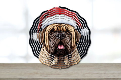 Christmas Santa Hat Mastiff Dog Wind Spinner Bundle Sublimation Regulrcrative 