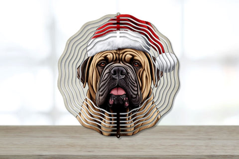 Christmas Santa Hat Mastiff Dog Wind Spinner Bundle Sublimation Regulrcrative 