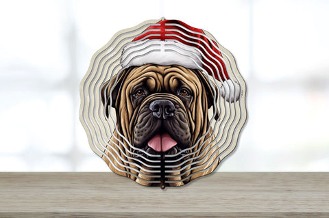 Christmas Santa Hat Mastiff Dog Wind Spinner Bundle Sublimation Regulrcrative 