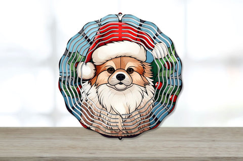 Christmas Santa Hat Pomeranian Dog Wind Spinner Bundle Sublimation Regulrcrative 