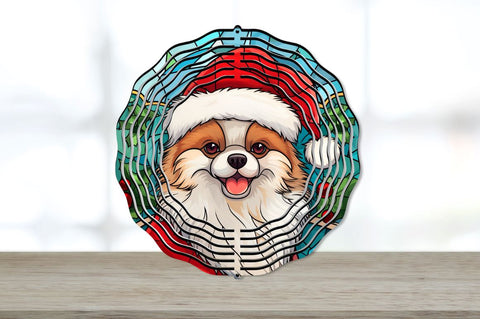 Christmas Santa Hat Pomeranian Dog Wind Spinner Bundle Sublimation Regulrcrative 