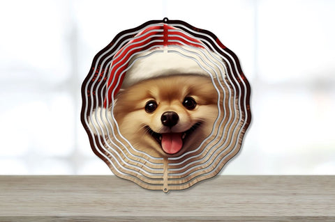 Christmas Santa Hat Pomeranian Dog Wind Spinner Bundle Sublimation Regulrcrative 