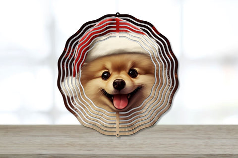Christmas Santa Hat Pomeranian Dog Wind Spinner Bundle Sublimation Regulrcrative 