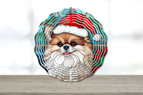 Christmas Santa Hat Pomeranian Dog Wind Spinner Bundle Sublimation Regulrcrative 