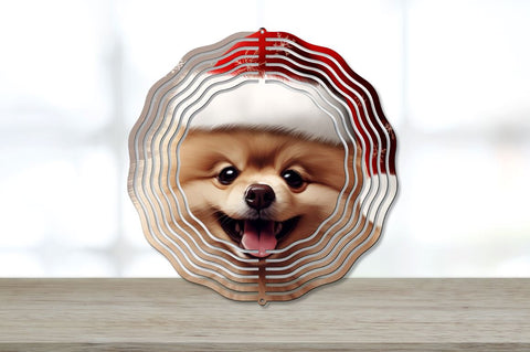 Christmas Santa Hat Pomeranian Dog Wind Spinner Bundle Sublimation Regulrcrative 