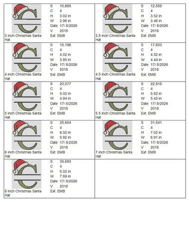 Christmas Santa Hat Split Letter C Machine Embroidery Design – Christmas Monogram Embroidery File Embroidery/Applique DESIGNS PatternFeed8 