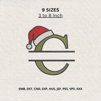 Christmas Santa Hat Split Letter C Machine Embroidery Design – Christmas Monogram Embroidery File Embroidery/Applique DESIGNS PatternFeed8 