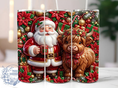 Christmas Santa Highland Cow 20oz Tumbler, Santa Highland Cow, Christmas Highland, Highland Cow Tumbler, Christmas Cow PNG, Santa Highland PNG, Highland Santa Cow, 20oz Tumbler Wrap Sublimation ToriDesigns 