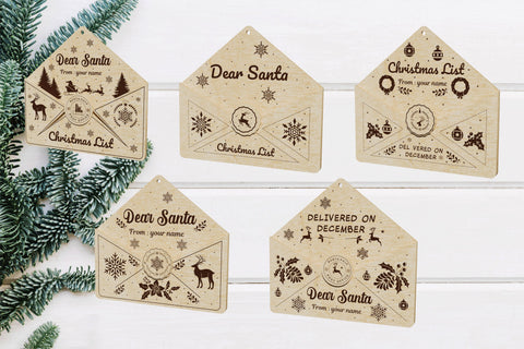 Christmas Santa Letters Decoration Laser Cut Template SVG LaserCutano 