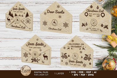 Christmas Santa Letters Decoration Laser Cut Template SVG LaserCutano 