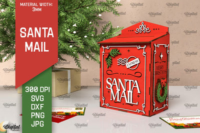 Christmas Santa Mail Laser Cut. Letters to Santa MailBox SVG SVG Evgenyia Guschina 