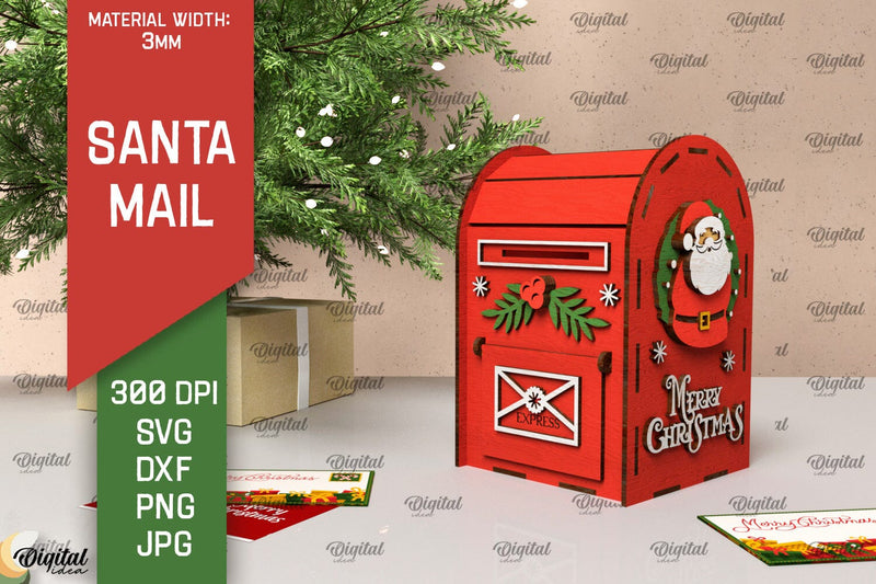 Christmas Santa Mail Laser Cut. Letters to Santa MailBox SVG SVG Evgenyia Guschina 