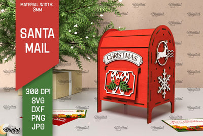 Christmas Santa Mail Laser Cut. Letters to Santa MailBox SVG SVG Evgenyia Guschina 
