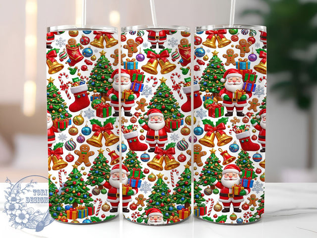 Christmas Santa Pattern 20oz Tumbler, Christmas Santa, Santa Pattern, Christmas Pattern, Santa Tumbler, Christmas Tumbler, 20oz Tumbler Wrap, Santa Pattern PNG Sublimation ToriDesigns 