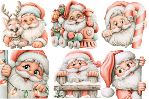 Christmas Santa Peeking Clipart Sublimation SVGArt 