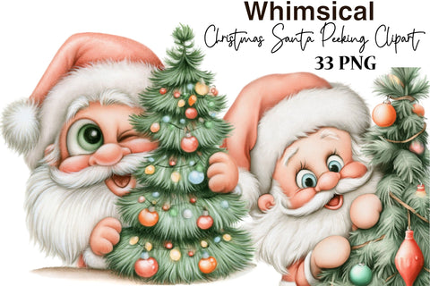 Christmas Santa Peeking Clipart Sublimation SVGArt 