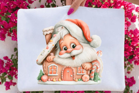 Christmas Santa Peeking Clipart Sublimation SVGArt 