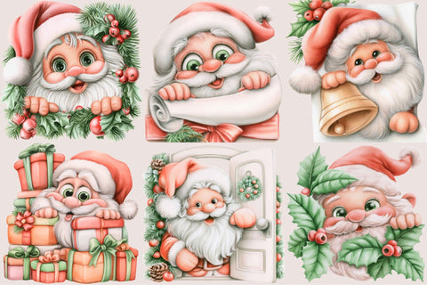 Christmas Santa Peeking Clipart Sublimation SVGArt 