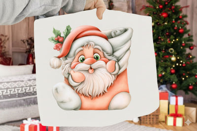Christmas Santa Peeking Clipart Sublimation SVGArt 