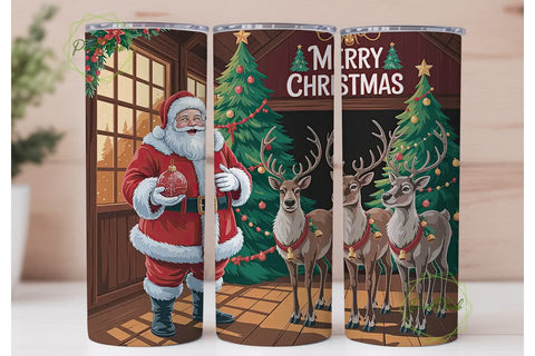 Christmas Santa & Reindeer 20oz Tumbler Sublimation PixelChick 