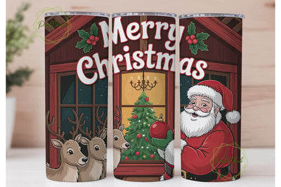 Christmas Santa & Reindeer 20oz Tumbler Sublimation PixelChick 