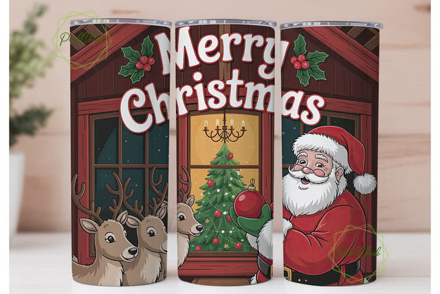 Christmas Santa & Reindeer 20oz Tumbler Sublimation PixelChick 