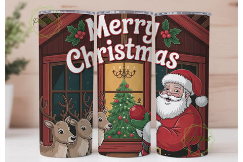 Christmas Santa & Reindeer 20oz Tumbler Sublimation PixelChick 