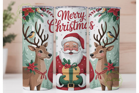 Christmas Santa & Reindeer 20oz Tumbler Sublimation PixelChick 