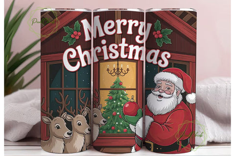 Christmas Santa & Reindeer 20oz Tumbler Sublimation PixelChick 