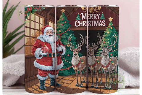 Christmas Santa & Reindeer 20oz Tumbler Sublimation PixelChick 