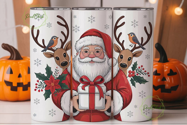 Christmas Santa & Reindeer 20oz Tumbler Sublimation PixelChick 