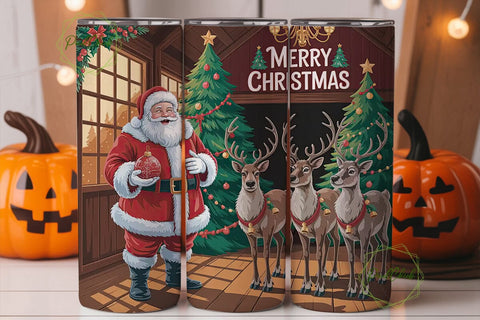 Christmas Santa & Reindeer 20oz Tumbler Sublimation PixelChick 