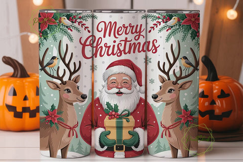 Christmas Santa & Reindeer 20oz Tumbler Sublimation PixelChick 
