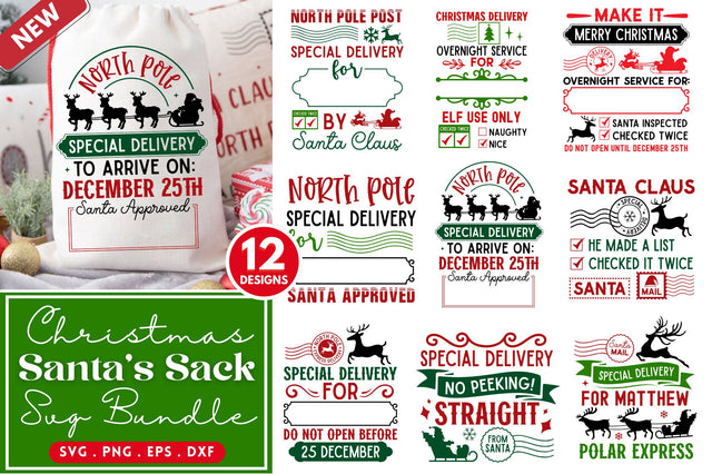 Christmas Santa Sack SVG Bundle SVG Regulrcrative 