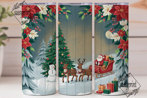 Christmas Santa Sleigh 20oz Tumbler Wrap Sublimation sassyprint 