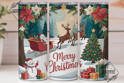 Christmas Santa Sleigh 20oz Tumbler Wrap Sublimation sassyprint 