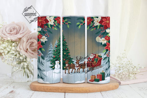 Christmas Santa Sleigh 20oz Tumbler Wrap Sublimation sassyprint 