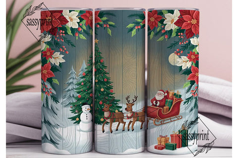 Christmas Santa Sleigh 20oz Tumbler Wrap Sublimation sassyprint 