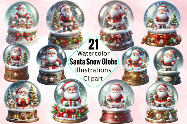 Christmas Santa Snow Globe Sublimation Clipart Bundle Sublimation SVGArt 