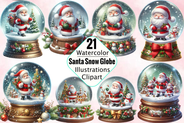 Christmas Santa Snow Globe Sublimation Clipart Bundle Sublimation SVGArt 