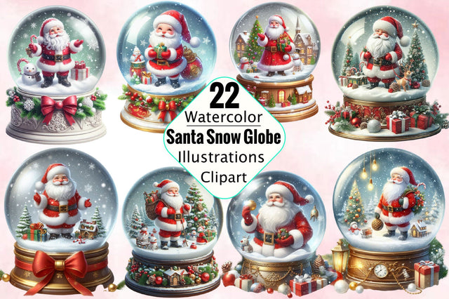 Christmas Santa Snow Globe Sublimation Clipart Bundle Sublimation SVGArt 