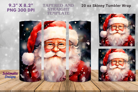 Christmas Santa Tumbler Wrap | 20 oz Skinny Tumbler Wrap Sublimation Christmas Design Sublimation Sublimatiz Designs 