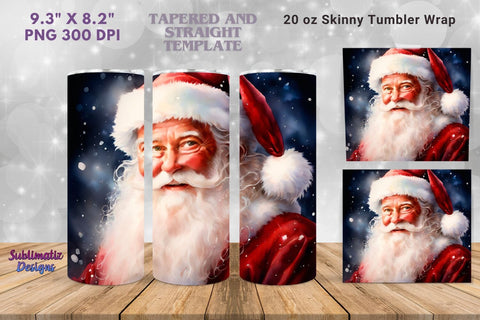 Christmas Santa Tumbler Wrap Sublimation | 20 oz Skinny Tumbler Wrap Sublimation Christmas Design Sublimation Sublimatiz Designs 