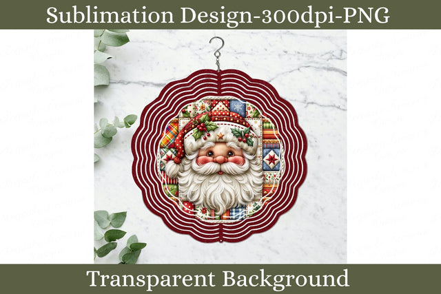 Christmas Santa Wind Spinner PNG, Quilted Holiday Sublimation Design Sublimation Keepsake Treasures Designs LLC. 