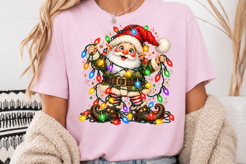 Christmas Santa Wrapped In Lights PNG Sublimation nirmal108roy 