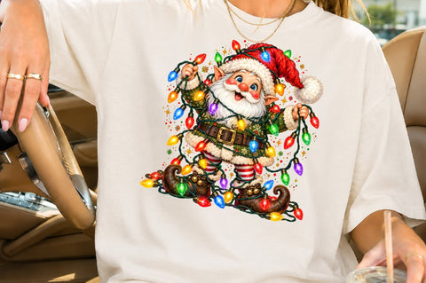 Christmas Santa Wrapped In Lights PNG Sublimation nirmal108roy 