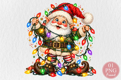 Christmas Santa Wrapped In Lights PNG Sublimation nirmal108roy 