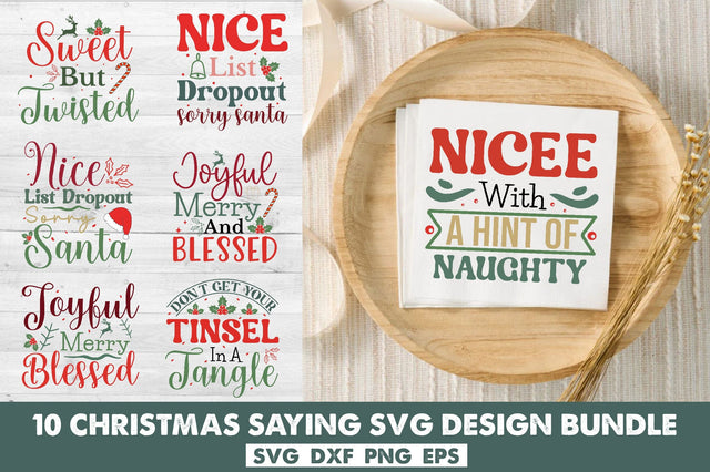 Christmas Saying Cvg Bundle SVG Rupkotha 
