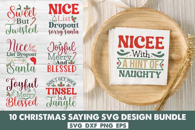 Christmas Saying Cvg Bundle SVG Rupkotha 